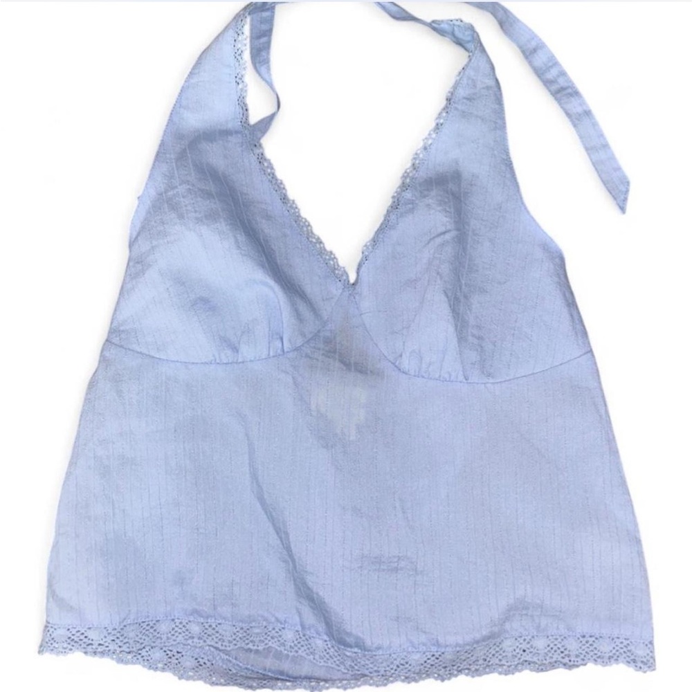 PacSun Light Blue Lace Trim Halter Neck Chemise